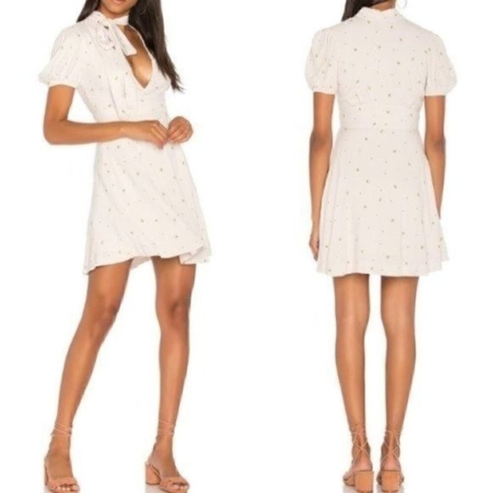 NEW Free People Abbie Mini Dress Size 4 Small Short Sleeve Fit and Flare